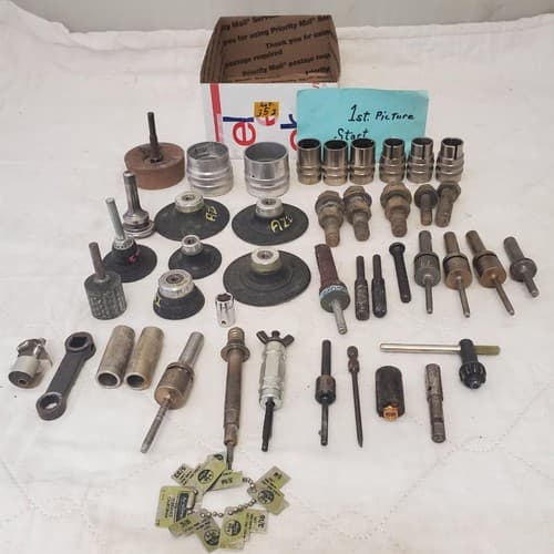 Lot of Cab Mount, Rivet Shank, Nuts Bolts, Drill Chuck Key & Other Tools LOT 352 - Image 1