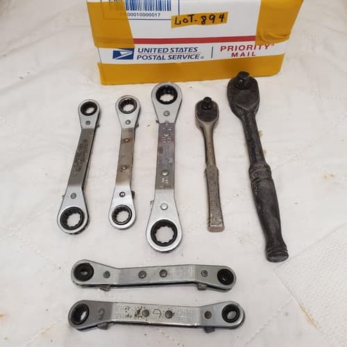 Lot of 7 Double Box End Reversible Ratchet Wrenches & Drive Ratchet Set LOT-894 - Thumbnail 3