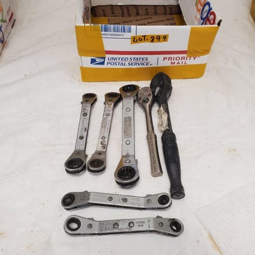 Lot of 7 Double Box End Reversible Ratchet Wrenches & Drive Ratchet Set LOT-894 - Thumbnail 7