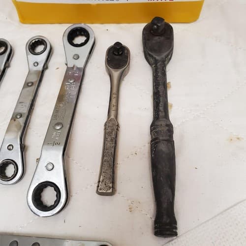 Lot of 7 Double Box End Reversible Ratchet Wrenches & Drive Ratchet Set LOT-894 - Thumbnail 5