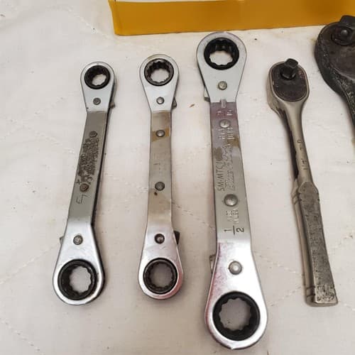 Lot of 7 Double Box End Reversible Ratchet Wrenches & Drive Ratchet Set LOT-894 - Thumbnail 4