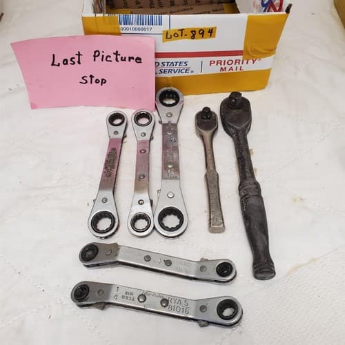 Lot of 7 Double Box End Reversible Ratchet Wrenches & Drive Ratchet Set LOT-894 - Thumbnail 9