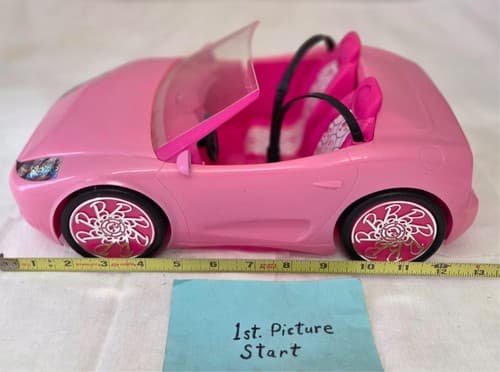 Barbie 12" Pink Convertible Car Toy Vehicle 2-Seater - Image 1