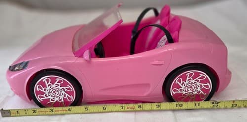 Barbie 12" Pink Convertible Car Toy Vehicle 2-Seater - Thumbnail 2