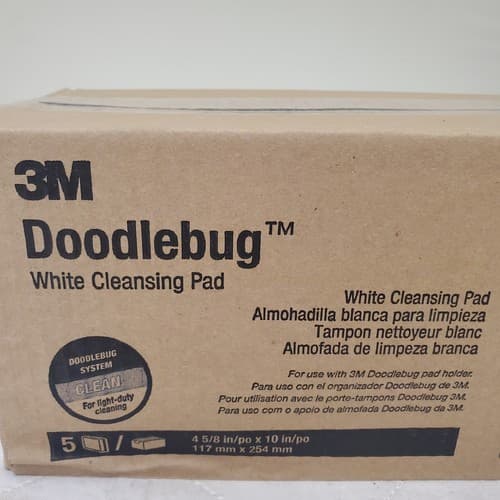 3M Doodlebug 8440 White Cleansing Pad (5pk) light-duty cleaning 10”x 5” X 1” - Thumbnail 2