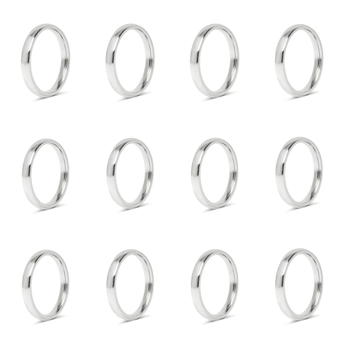 Wholesale lot of 12 Stainless Steel Wedding Band Promise Blank Rings 3mm - Image 1