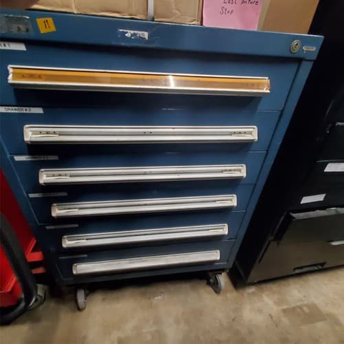 Blue Stanley Vidmar 6 Drawer ROLLING Tool Box Equipment Storage Cabinet (11) - Image 1