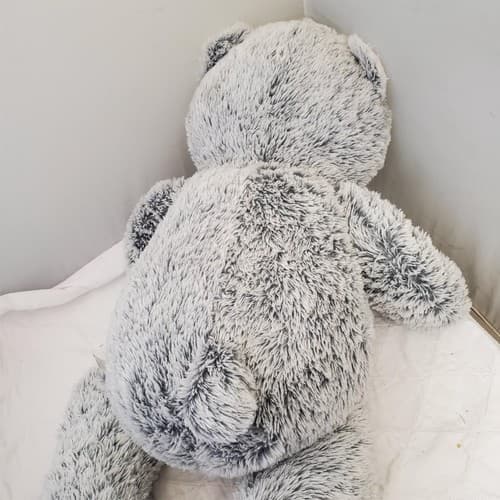 Jumbo 40" Plush Stuffed Animal Gray White Teddy Bear with Red Bow - Thumbnail 7