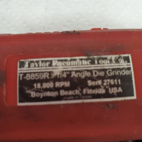 Tavlor 18,000 RPM Pneumatic T-8859R 1/4" Angle Die Grinder Air Tool AD59 - Thumbnail 5