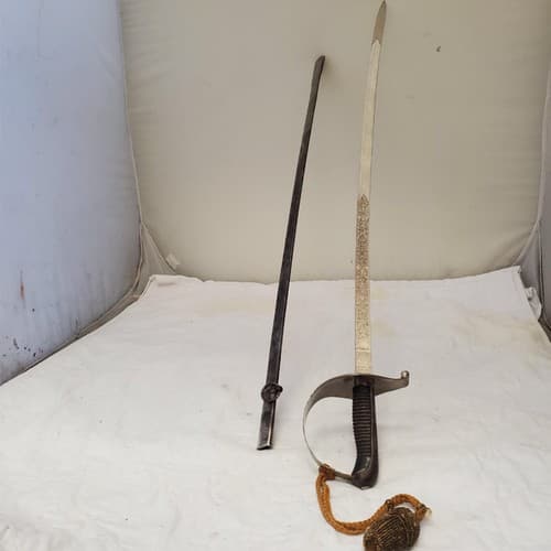 Vintage Antique Ornate Engraved Saber Sword - Thumbnail 2