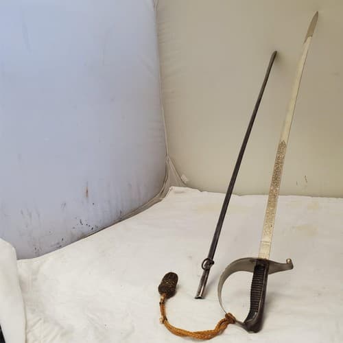 Vintage Antique Ornate Engraved Saber Sword - Thumbnail 4