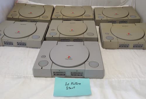 Lot of 7 Sony Play Station 1 Consoles For Parts #3 - Image 1
