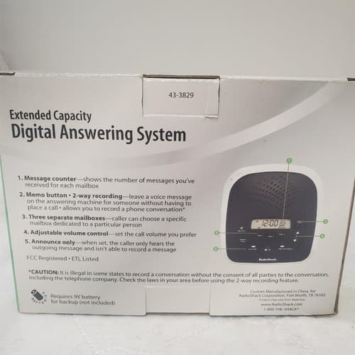 Radio Shack Digital Phone Answering Decivce Extended Memory CAT No.430-3829 - Thumbnail 5