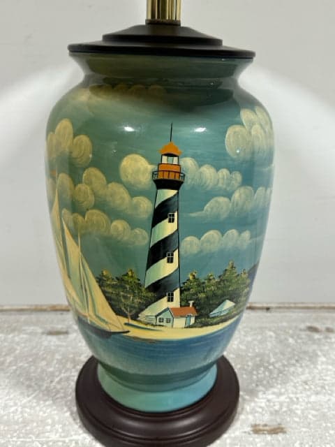 Coastal Lighthouse Table Lamp With Beige Shade - Thumbnail 2
