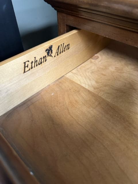 Ethan Allen Georgian Court Cherry Triple Dresser with Tri-Fold Mirror - Thumbnail 3