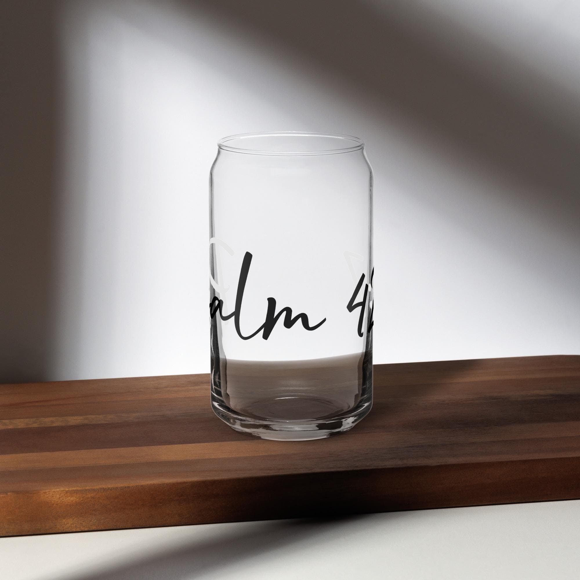 16 oz Can-Shaped Glass Cup with Wooden Lid & Reusable Metal Straw – Psalm 42:7 - Thumbnail 6