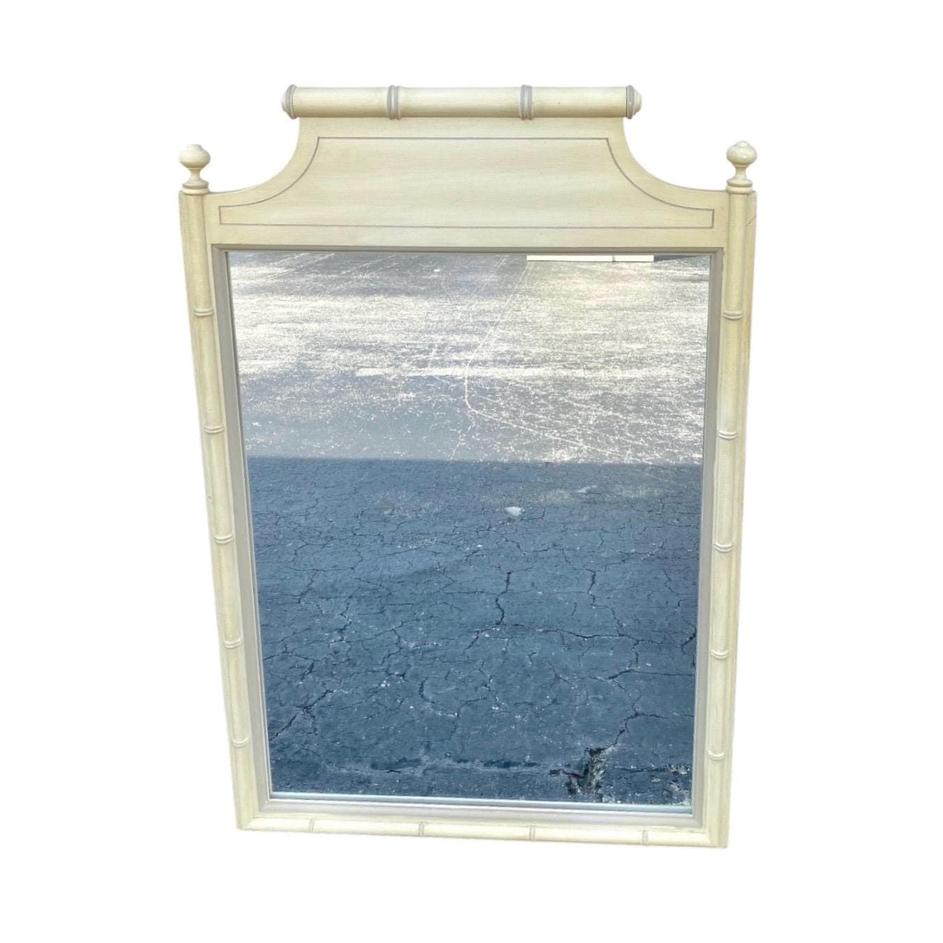 Henry Link Mirror 39x25 LOCAL PICKUP Vintage Beige Faux Bamboo Coastal Hollywood Regency