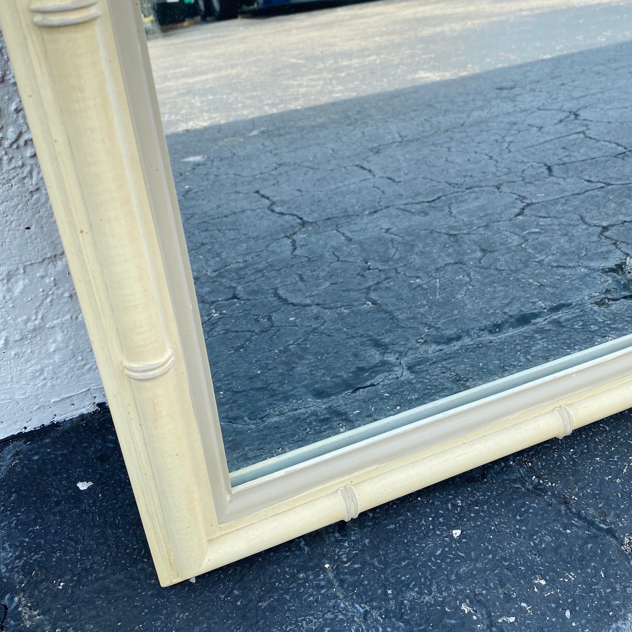 Henry Link Mirror 39x25 LOCAL PICKUP Vintage Beige Faux Bamboo Coastal Hollywood Regency - Thumbnail 4