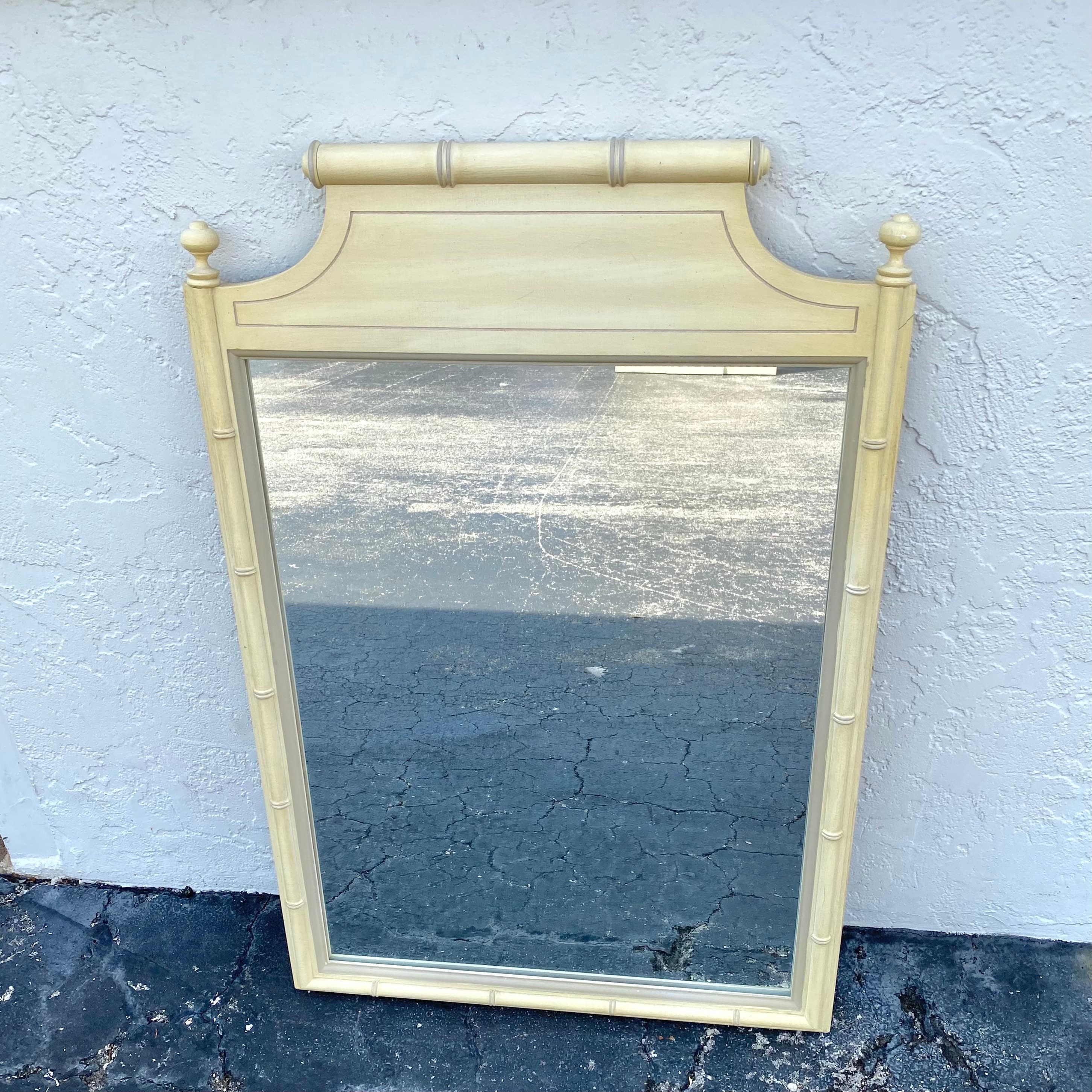Henry Link Mirror 39x25 LOCAL PICKUP Vintage Beige Faux Bamboo Coastal Hollywood Regency - Thumbnail 10