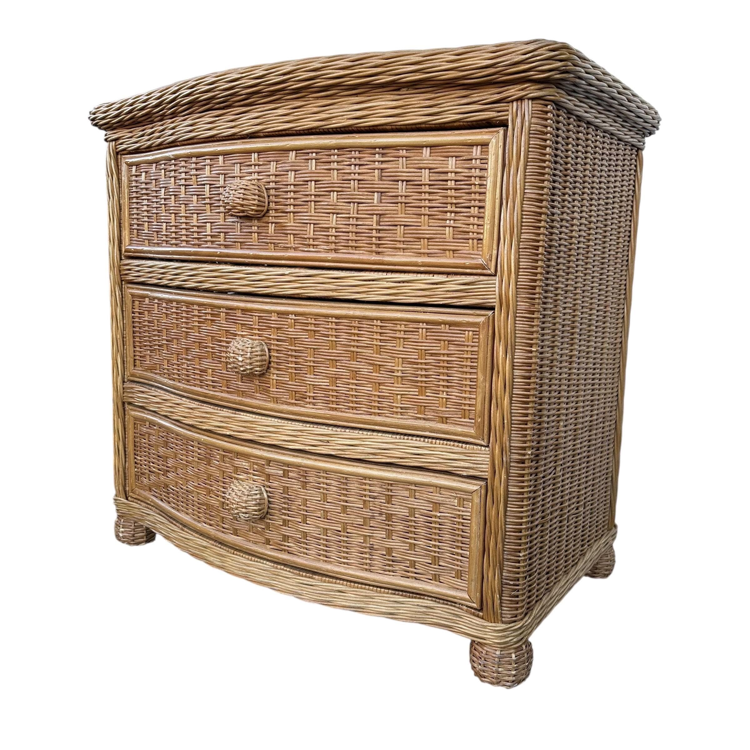 Wicker Nightstand Chest with 3 Drawers - Pier 1 San Angelo Collection Rattan Coastal Boho Chic Oversized End Table - Thumbnail 2