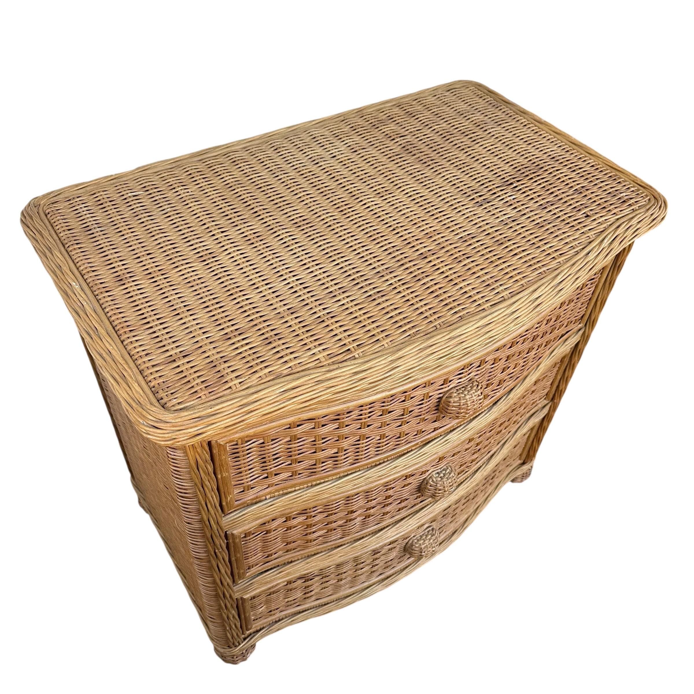 Wicker Nightstand Chest with 3 Drawers - Pier 1 San Angelo Collection Rattan Coastal Boho Chic Oversized End Table - Thumbnail 3