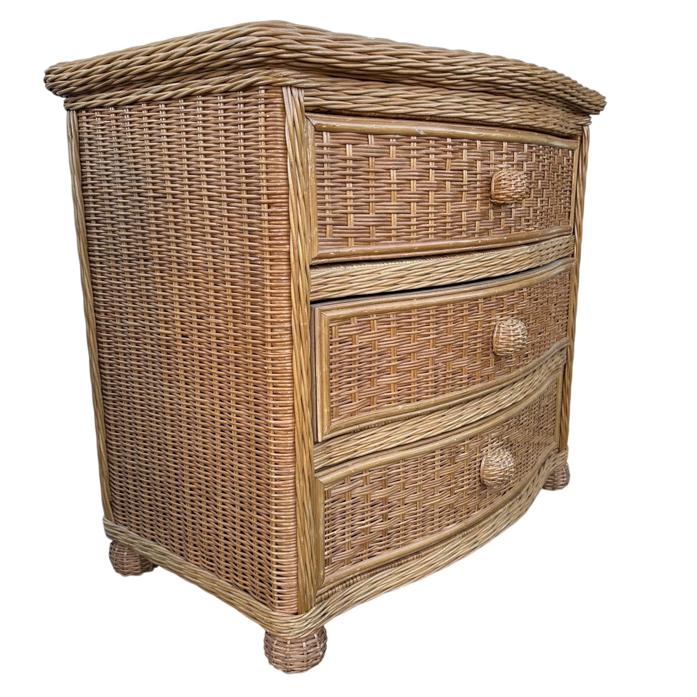 Wicker Nightstand Chest with 3 Drawers - Pier 1 San Angelo Collection Rattan Coastal Boho Chic Oversized End Table - Thumbnail 7