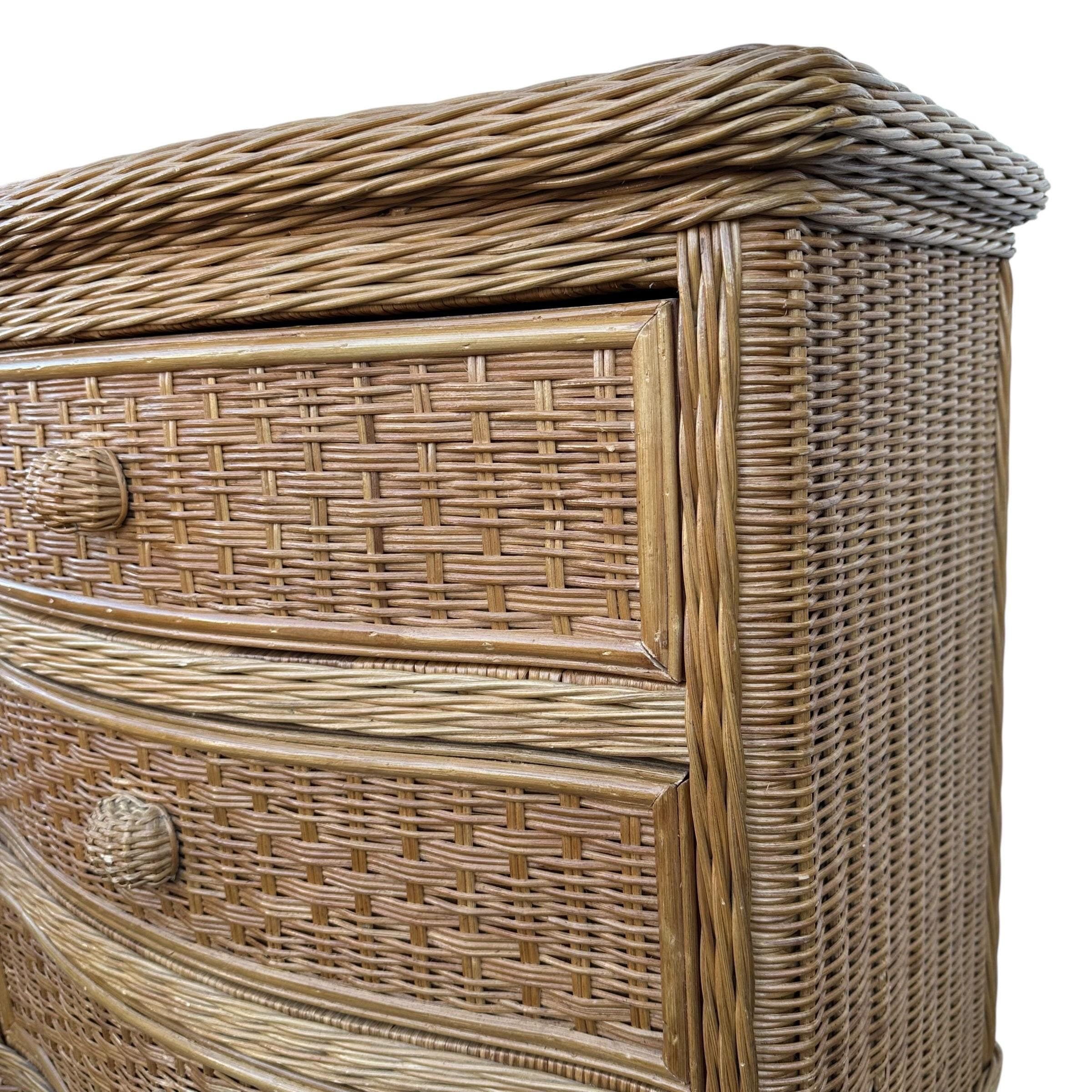 Wicker Nightstand Chest with 3 Drawers - Pier 1 San Angelo Collection Rattan Coastal Boho Chic Oversized End Table - Thumbnail 10