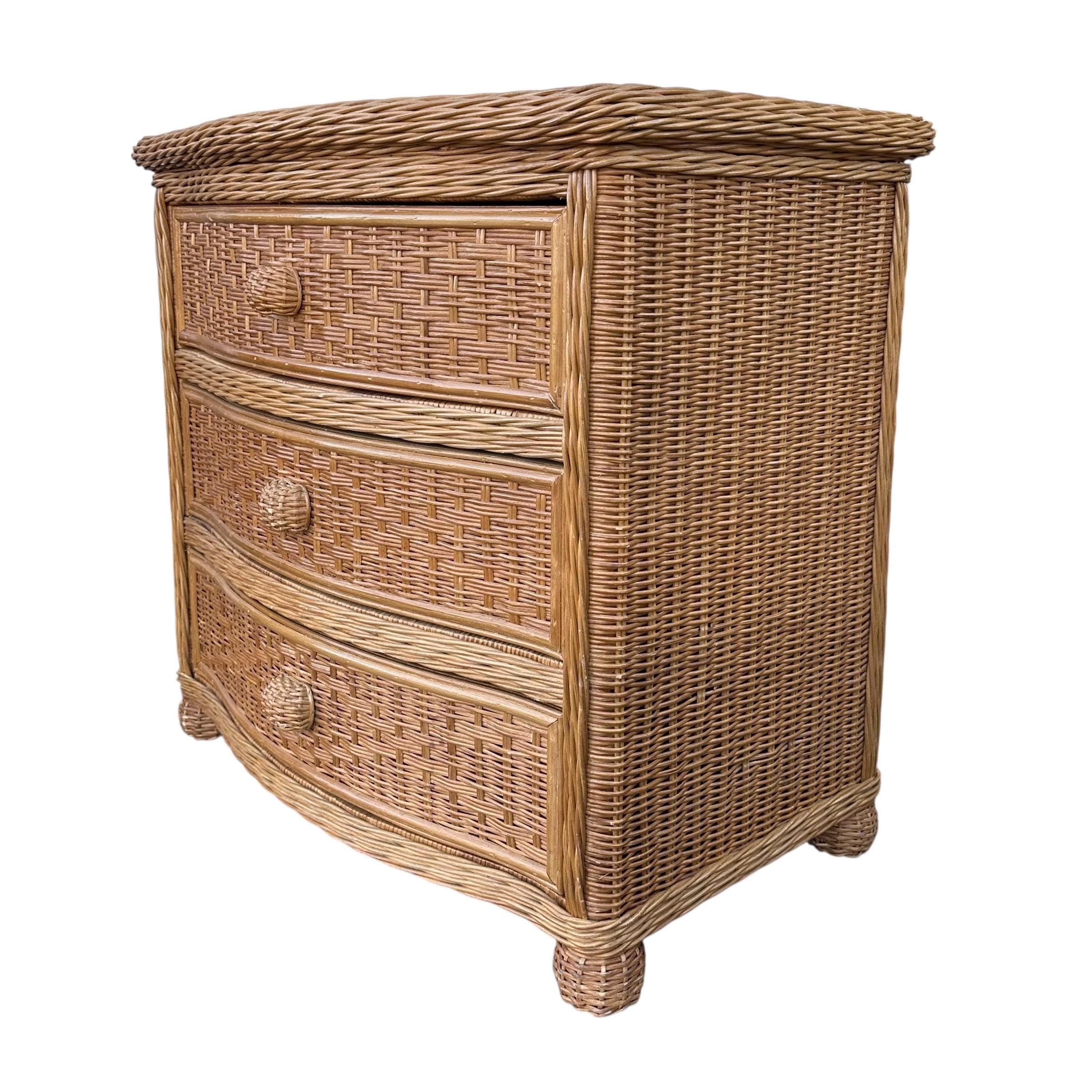 Wicker Nightstand Chest with 3 Drawers - Pier 1 San Angelo Collection Rattan Coastal Boho Chic Oversized End Table - Thumbnail 14