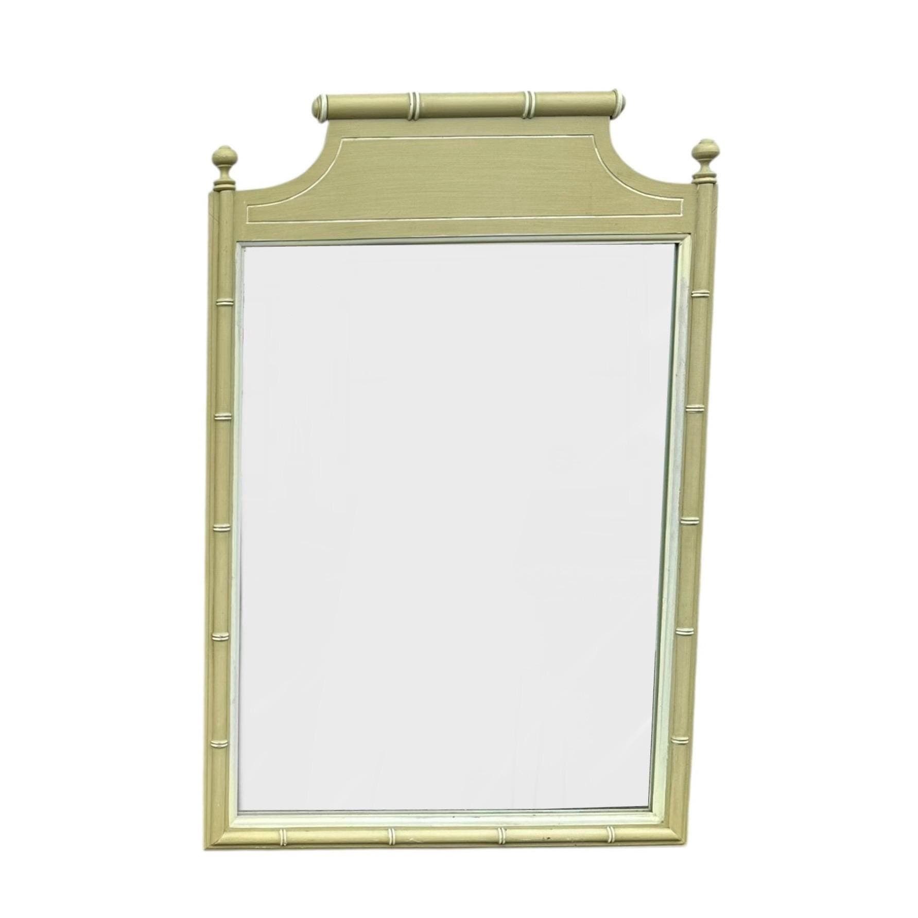 Henry Link Bali Hai Mirror 41x27 LOCAL PICKUP Vintage Green Faux Bamboo Coastal Hollywood Regency - Thumbnail 9