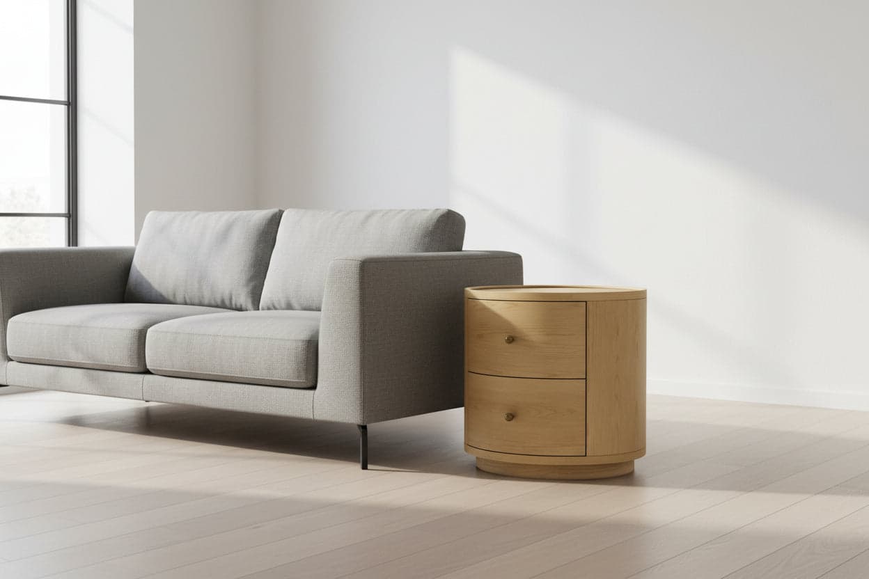 Lulu & Georgia Newport Oak Side Table by Button Atelier x Co. House Designs (2 Avail) FFE-1249 - Image 1