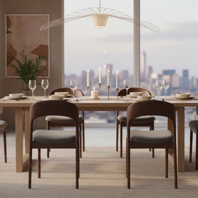 Burrow Sonnet Dining Chairs (Set of 4) - Stone Grey/Walnut FFW-1289