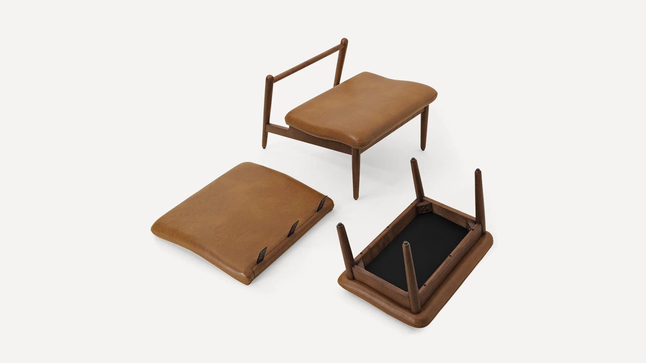 Burrow Gimlet Mid Century Style Chair Camel - Top Grain Leather FFE-1296 - Thumbnail 4