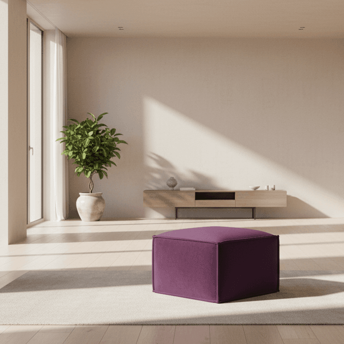 Safavieh Plum Elaine Ottoman/ Pouf FFW-1307 - Image 1