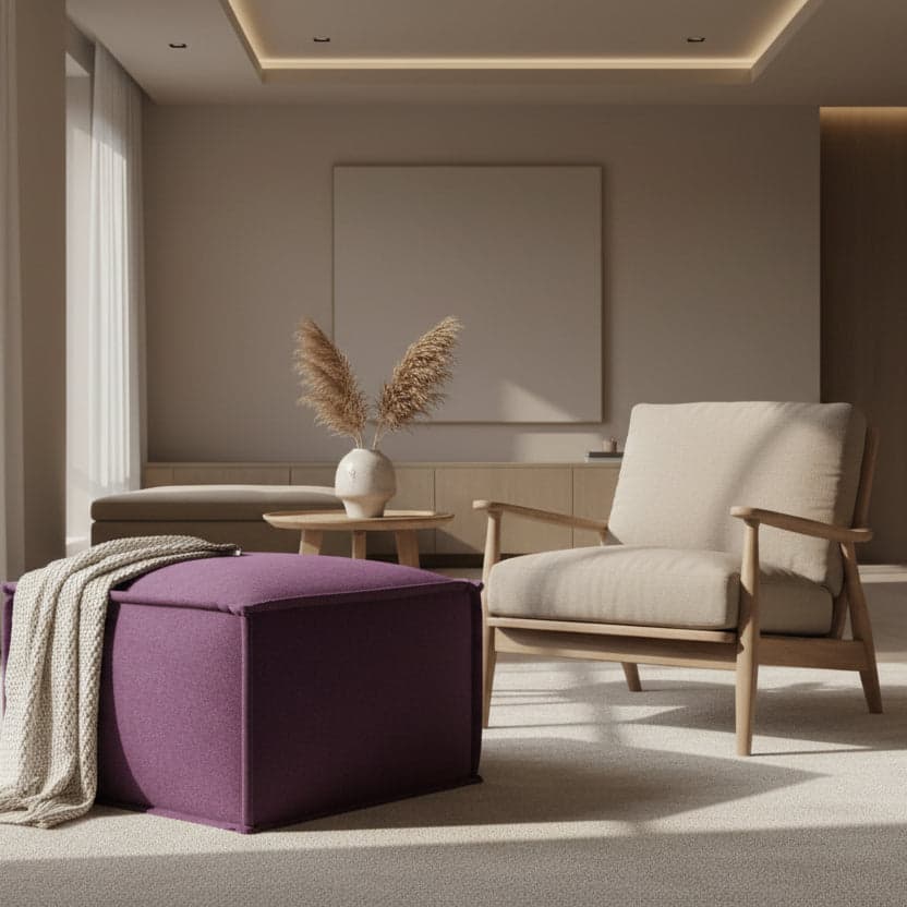 Safavieh Plum Elaine Ottoman/ Pouf FFW-1307 - Thumbnail 2