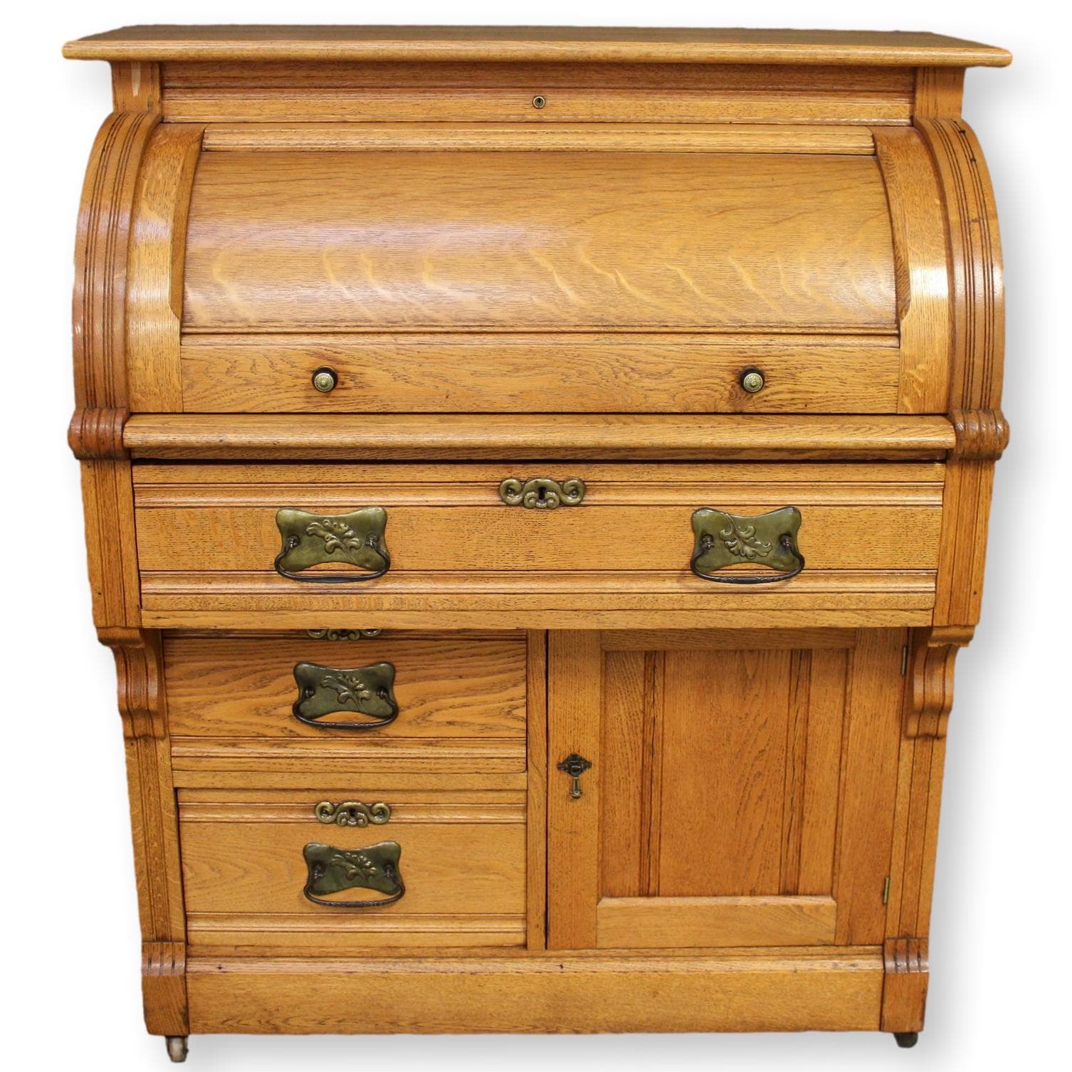 Vintage Oak Rolltop Desk - Image 1