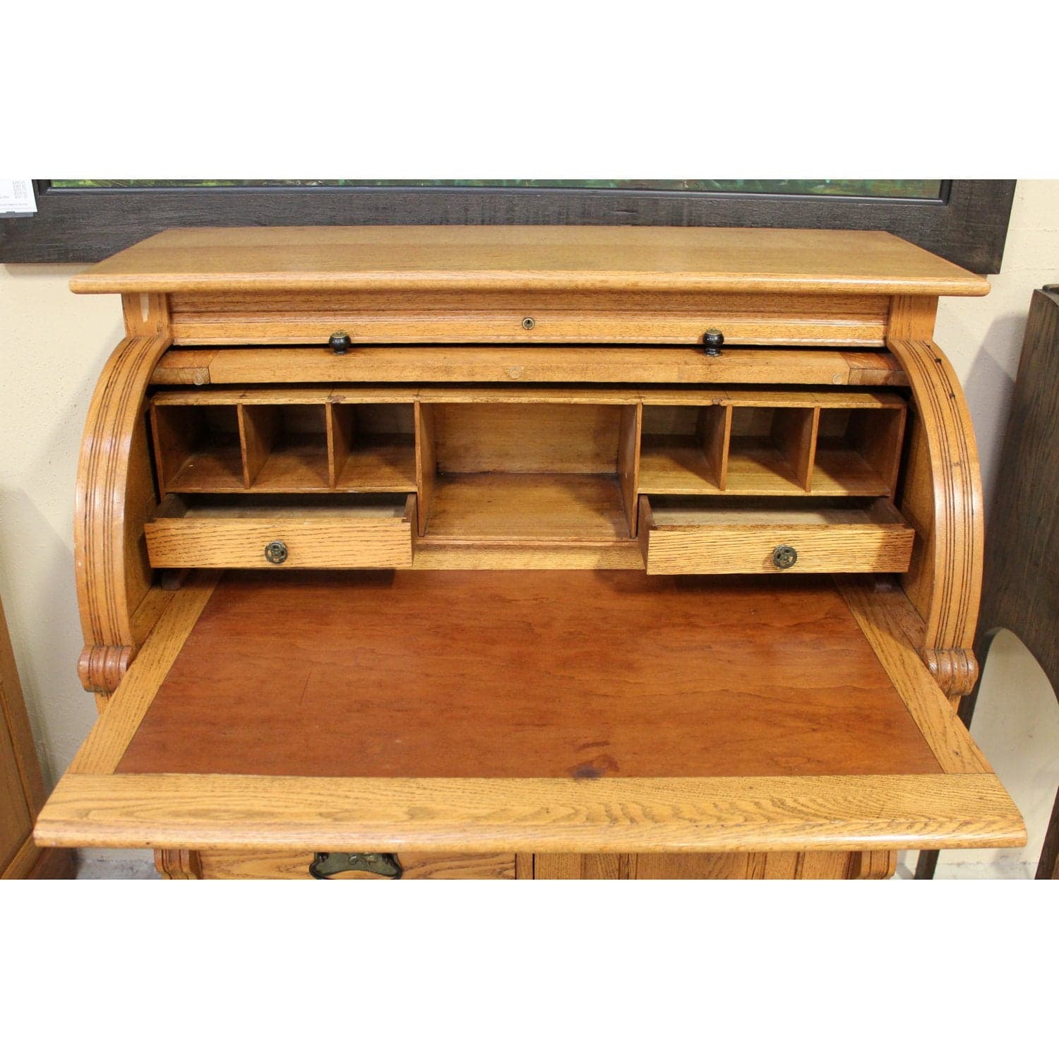 Vintage Oak Rolltop Desk - Thumbnail 2