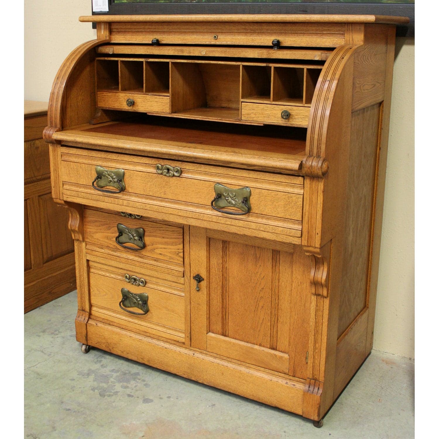 Vintage Oak Rolltop Desk - Thumbnail 5