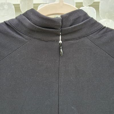 White House Black Market Mock Neck Shift Dress Long Bishop Sleeve Size 12 LBD - Thumbnail 5
