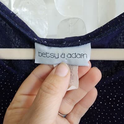 Betsy & Adam 9-10 90s Y2k Vintage Sparkle Tee Shirt Dress Navy Blue Barbie core - Thumbnail 6