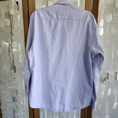 Johnston & Murphy Shirt Mens Large Plaid Blue Pink Dress Button Down - Thumbnail 2