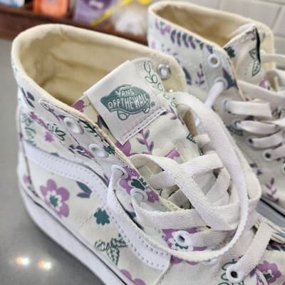 Vans Sk8-Hi Tapered Shoes Womens Sz 8.5 Stackform True White Floral Sneakers - Thumbnail 3
