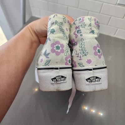 Vans Sk8-Hi Tapered Shoes Womens Sz 8.5 Stackform True White Floral Sneakers - Thumbnail 6