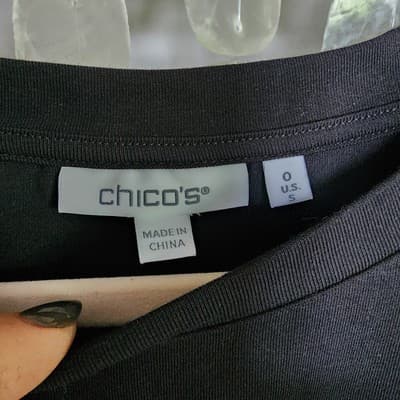Chico's Black Eyelet Flutter Cap Sleeve Knit Top Shirt Blouse Size 0(4/6) - Thumbnail 5