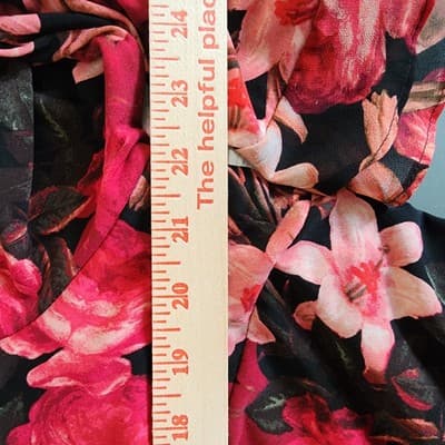 Karl Lagerfeld Paris XL Floral Sheath Dress Ruffle Sleeve Black Pink Stretch - Thumbnail 9