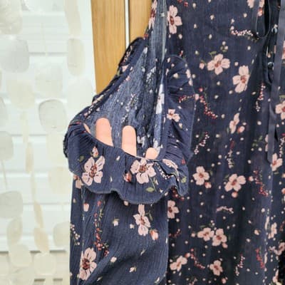 NWT Jeans by Buffalo Top Black Floral Rufffle Whimsigoth Cottagecore Romantic L - Thumbnail 4