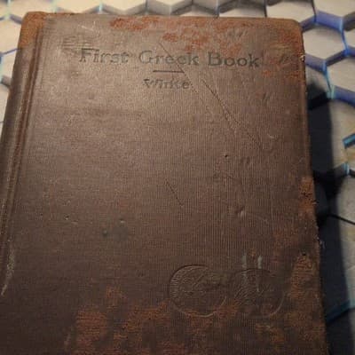 White First Greek Book Hardcover Language Study Original English