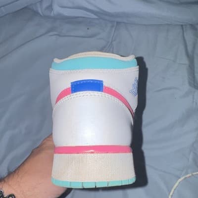 Nike Girls High Top Sneakers White Pink Blue Breathable Lace Up Rubber Sole - Thumbnail 3