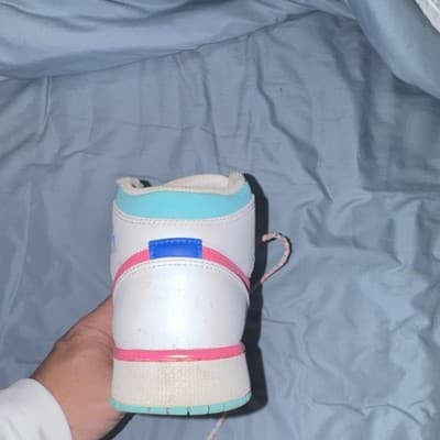 Nike Girls High Top Sneakers White Pink Blue Breathable Lace Up Rubber Sole - Thumbnail 7