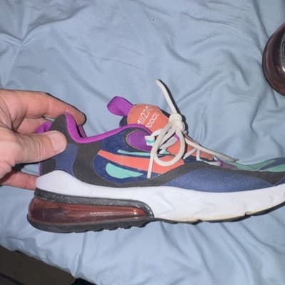 Nike Air Max 270 React Multicolor Colorblock Low Top Sneaker Textile Rubber - Thumbnail 4