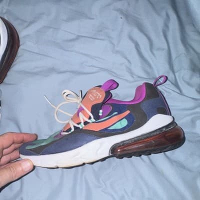 Nike Air Max 270 React Multicolor Colorblock Low Top Sneaker Textile Rubber - Thumbnail 10